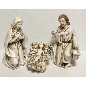 Vintage Caffco Japan 3-Piece Nativity Set Holy Family Neutral Shades